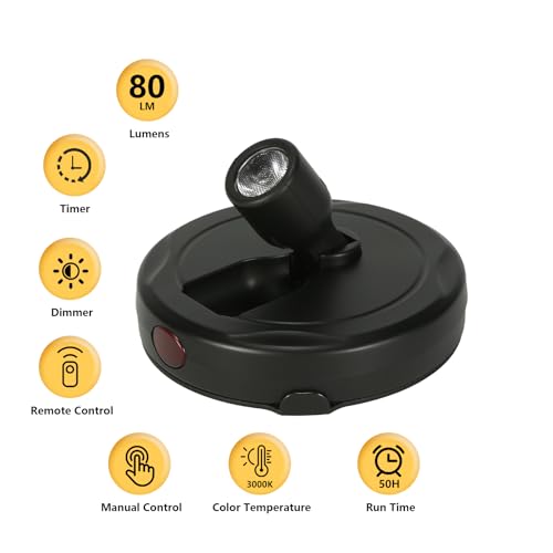 Wireless Spotlight Battery Operated, Indoor Plant Light, LED Puck Lights - color: Pure Black