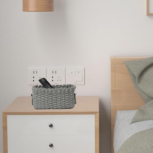 Woven Paper Rope Wicker Basket for Organizing(Set of 3,Grey) - color: Dark Grey