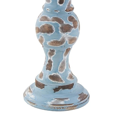 Deco 79 Wood Decorative Candle Holder Candle Stand, Set of 3 Candlestick Holder 6", 8", 10"H, Light Blue