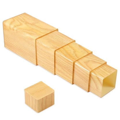 Thyle Square Acrylic Risers Display Stands, Wood Grain, 12 Pcs - color: Wood Grain