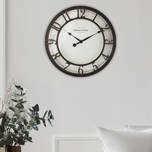 Presentime 10" Farmhouse Series Wall Clock - color: Oil Rubbed Bronze / Antique White, size: 10 inch