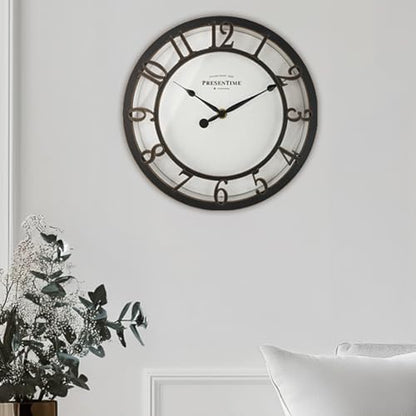 Presentime 10" Farmhouse Series Wall Clock - color: Oil Rubbed Bronze / Antique White, size: 10 inch