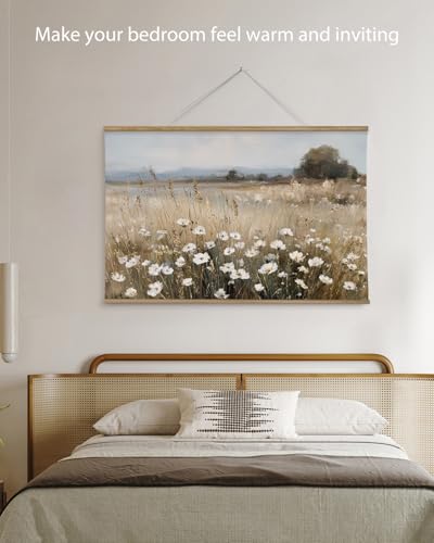 ARPEOTCY Extra Large Framed Wall Art, Wildflower Field Floral, 36x54 In - color: Yellow Wildflower Field