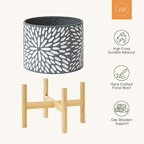 LA JOLIE MUSE Ceramic Planter for Plant, 8 Inch Indoor Planter with Stand - color: Gray