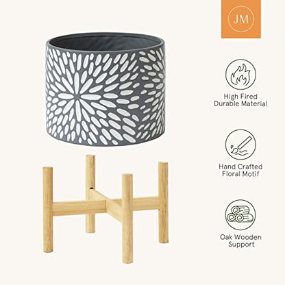 LA JOLIE MUSE Ceramic Planter for Plant, 8 Inch Indoor Planter with Stand - color: Gray