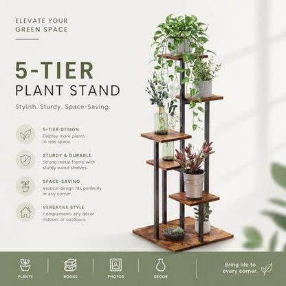 5 Tier Plant Stand Indoor, Multiple Plant Stands for Indoor Plants