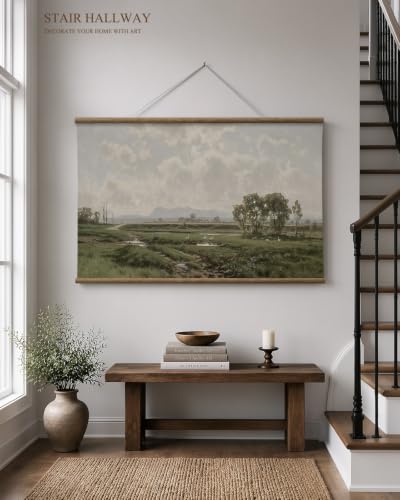 ARPEOTCY Extra Large Framed Wall Art, Pastoral Landscape Wall Art, 36x54In - color: Wetland Landscape