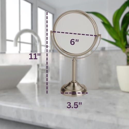 JERDON 6" Tabletop Makeup Mirror - 10X Magnification - Nickel - JP910NB - color: Nickel