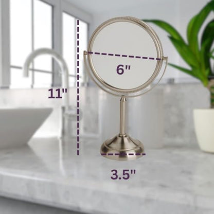 JERDON 6" Tabletop Makeup Mirror - 10X Magnification - Nickel - JP910NB - color: Nickel