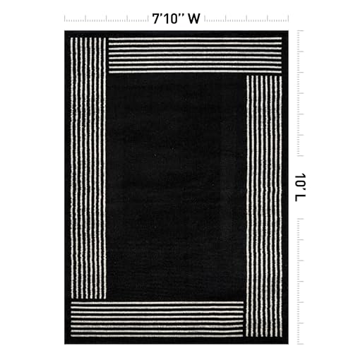 Rugshop Modern Bordered Minimal Area Rug for Living Room Black 7' 10" x 10' - color: Black, size: 7'10" x 10' (Rectangular)