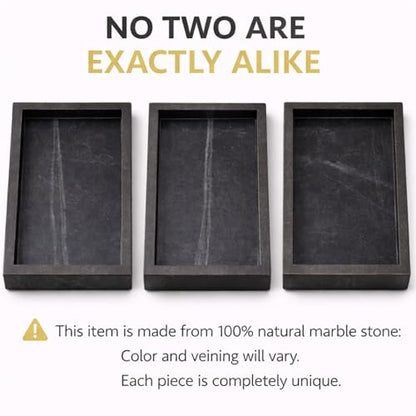 Natural Marble Tray, Black, 10" x 6", Rectangular - color: Black, size: 6" x 10" x 1.5"