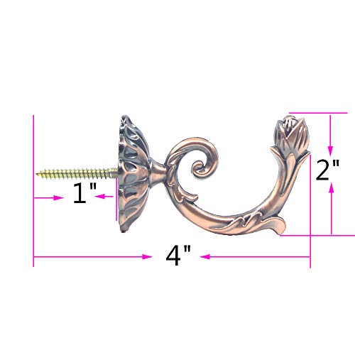 Ailejia 1Pair Curtain Tieback Hooks Metal Hooks Solid Color Simplicity European Crown Hook Design Curtain Holdbacks (red) - color: Red