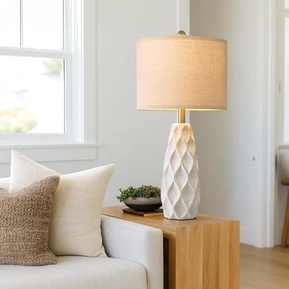 27.5" Ceramic Table Lamps for Living Room Bedroom Lamps Set of 2 Modern - color: White, size: Large - 27.5’‘