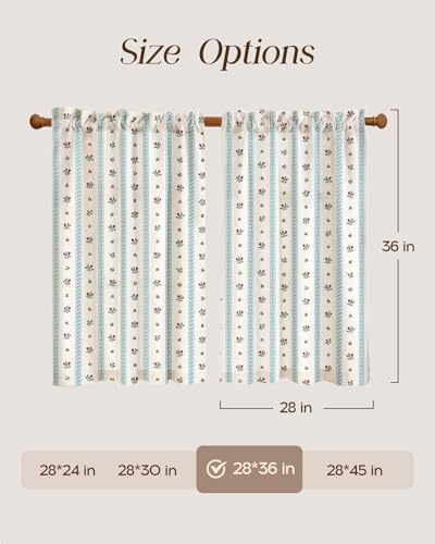 Miss Adola 36 Inch Length Kitchen Tier Curtains, Blue Striped - color: Blue Striped, size: 28"W x 36"L (Pack of 2)