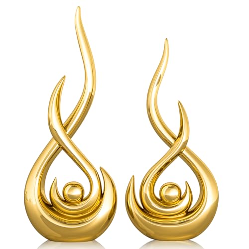 XMGZQ Modern Abstract Art Home Decor Accent,Contemporary Statues Coffee Table Decor for Living Room,Table Centerpieces for Dining Room,Ceramic Sculptures Knick Knacks for TV Stand Show Piece (Gold) - color: Gold