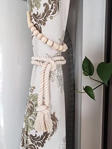 2 Pack Curtain Tiebacks Rope, Outdoor Curtain Tiebacks, Natural Cotton Curtain Ties, Village Rural Rustic Curtain Holdbacks, Farmhouse Nautical Curtain Tie Backs Holders for Drapes, Beige - color: Beige Rope-l 2 Pack