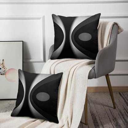 Emvency Throw Pillow Covers Set of 2, 18 x 18 Inch, Abstract Modern Striped - color: Black and Grey 1, size: 18" x 18" (Pack of 2)