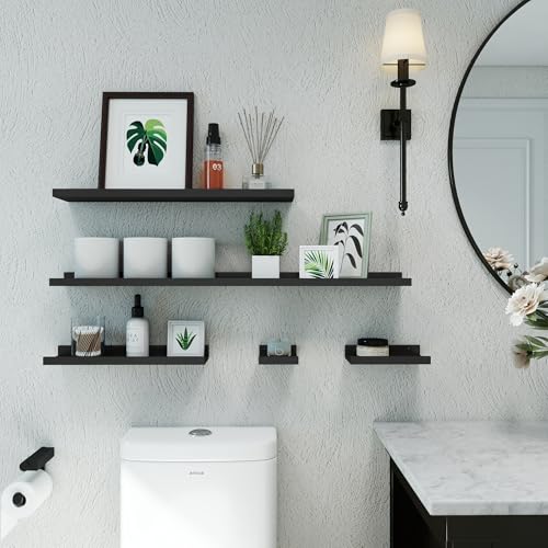 Small Black Floating Shelves for Wall, Shelf with Lip Set of 2, 8 in - color: Black, size: 7.8in