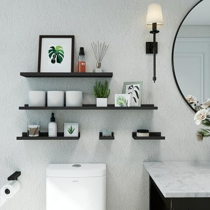 Small Black Floating Shelves for Wall, Shelf with Lip Set of 2, 4 in - color: Black, size: 3.9in