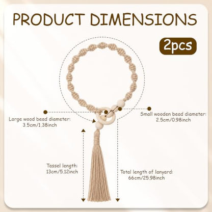 2 Pack Macrame Curtain Tiebacks with Wooden Beads Boho Handmade Beaded