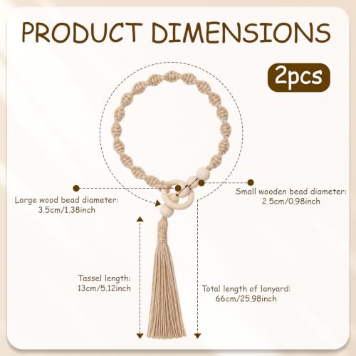 2 Pack Macrame Curtain Tiebacks with Wooden Beads Boho Handmade Beaded