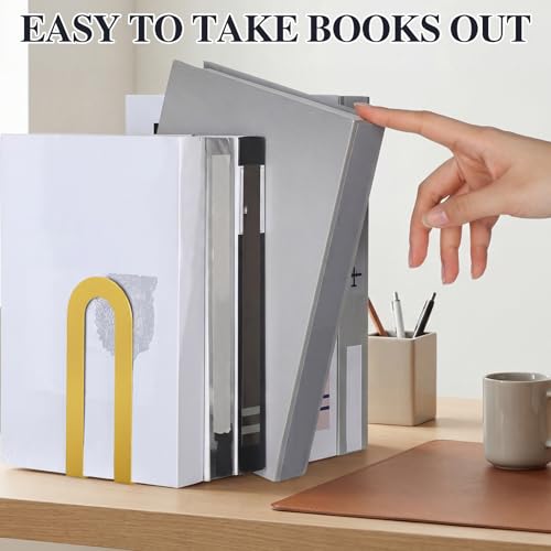 Chunful 6 Pcs Metal Bookends, Gold, Round - color: Gold, size: Round