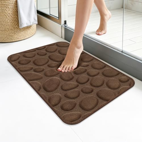 Memory Foam Bath Mat 24x16, Soft Absorbent Bathroom Rug, Brown - color: Brown, size: 16"x24"