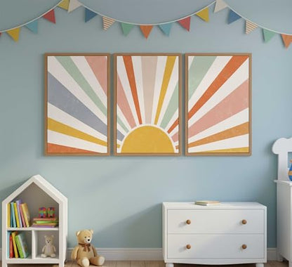 HLEOXPY 3 Pieces Nursery Boho Canvas Wall Art 16x24in Unframed - color: boho-Poster, size: 16x24in