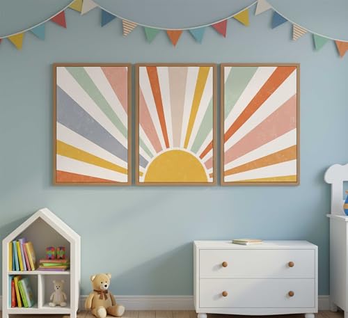 HLEOXPY 3 Pieces Nursery Boho Canvas Wall Art 12x16in Unframed - color: boho-Poster, size: 12x16in