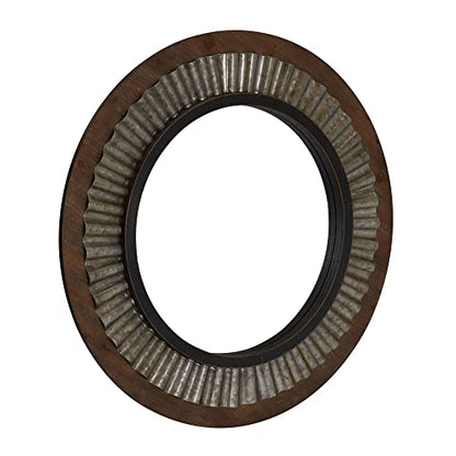 Household Essentials Sunburst Solid Wood & Metal Mirror, Brown - style: Wood and Metal