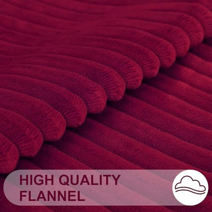 Simmore Fall Soft Burgundy Flannel Throw Pillow Covers 16X16 Set of 2 - color: Burgundy, size: 16" x 16" (Pack of 2)