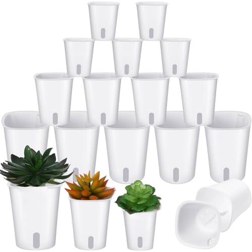 Ziliny 18 Pcs Self Watering Pots Plastic Plant 3 Sizes Flower Plant Pot with Inner White Flower Pots for Indoor House Plants Plastic Self Watering Pot for Herbs Flowers (Xs,S,M) - size: XS,S,M