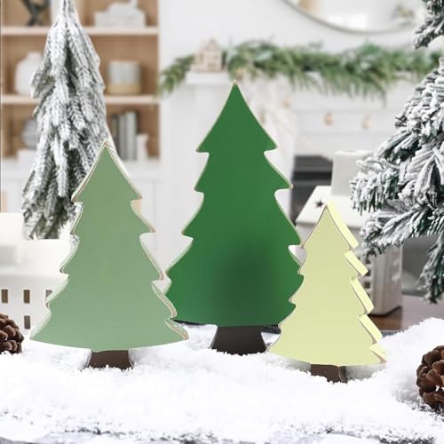 Christmas Decorations-3PCS Wooden Christmas Tree Sign-Rustic Christmas Tree for Tabletop Tiered Tray Shelf Mantel Fireplace Decor