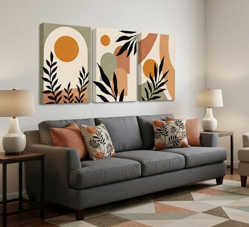 LAJDXSX 3 Pcs Mid Century Modern Boho Sun Canvas Wall Art - color: Boho Sun, size: 16x24in-Canvas