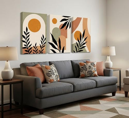 LAJDXSX 3 Pcs Mid Century Modern Boho Sun Canvas Wall Art - color: Boho Sun, size: 16x24in-Canvas