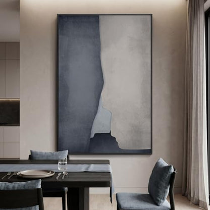 Extra Large Framed Blue Abstract Wall Art for Living Room, Vertical 40x60 - color: Grey and Beige, size: 60"L x 40"W