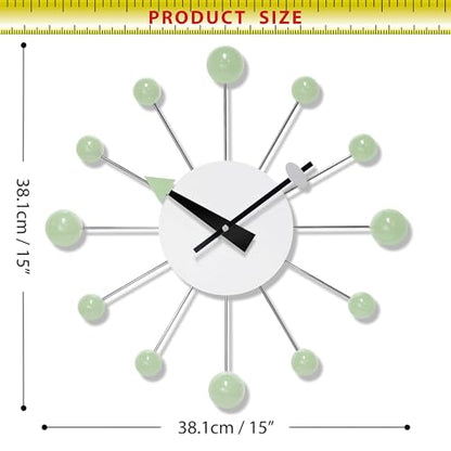 Infinity Instruments Orb Spoke Starburst Wall Clock, Mint Green, 15" - color: Mint Green