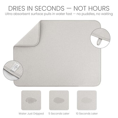 Bellemain Dish Drying Mat, Drying Matt Kitchen Counter, 17"x24" -Light Grey - color: Light Grey, size: 17" x 24"