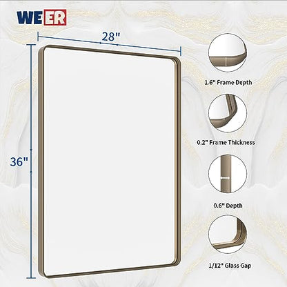 WEER Bathroom Vanity Mirror Bronze 28X36 Inch - color: Bronze, size: 28"L x 36"W