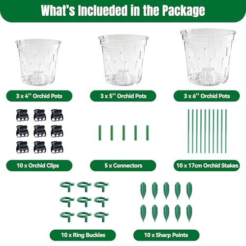 TRUEDAYS Orchid Pot 9 Pack, 3 Each of 4/5/6 Inch Plant Pot with Drainage - size: 4/5/6Inch-9Pack