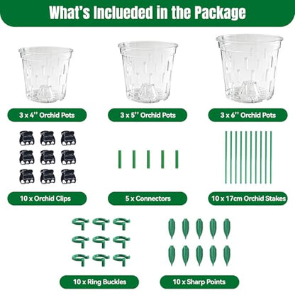 TRUEDAYS Orchid Pot 9 Pack, 3 Each of 4/5/6 Inch Plant Pot with Drainage - size: 4/5/6Inch-9Pack