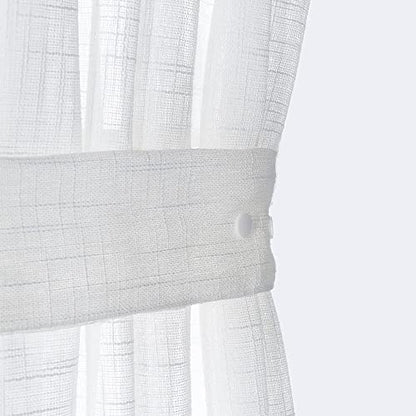 jinchan Linen Textured Door Curtain 40 Inch Farmhouse 1 Panel White - color: Semi-sheer | White, size: 50"W x 40"L (Pack of 1)