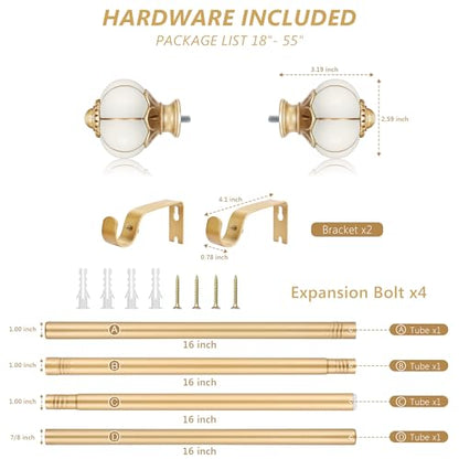 Ceramic Curtain Rods for Windows 18 to 55 Inch 1 Inch Adjustable - color: Gold Beige, size: 18"-55"