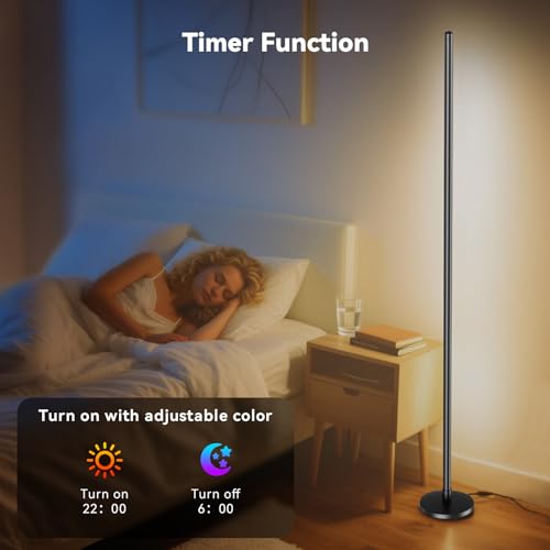RGB LED Corner Floor Lamp, Music Sync, App Remote, Ambient Lighting