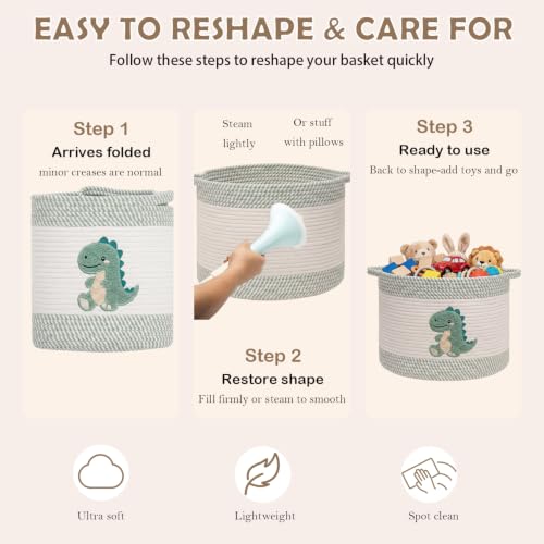 Baby Laundry Basket for Nursery, Large 15”x12” Dinosaurs Storage Baskets - color: Dinosaurs