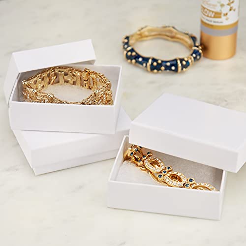 BULK PARADISE 6 Pack Cotton Fill White Cardboard Paper Jewelry Box Gift Size 3.08 x 2.28 x 1.1 Inches Perfect for Small Gifts - color: White