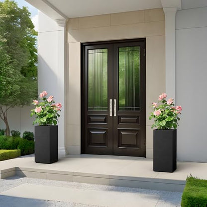 Kante Accent Column Square Black Concrete Planter 23.6" H, Outdoor - color: Black, size: 23.6" H