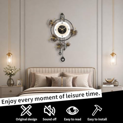 Large Wall Clock Silent Quartz Pendulum Modern Wall Decor 18.8x29.5in - color: White