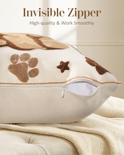 Animal Embroidered Throw Pillow Cover 18x18 Inch, Cute Dog - color: Dog, size: 18" x 18" (Pack of 1)