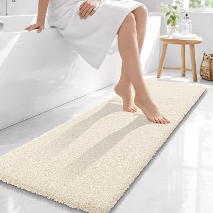 OLANLY Microfiber Bathroom Runner Rugs 59x20, Ultra Soft Bath Mat, White - color: White, size: 59" X 20"
